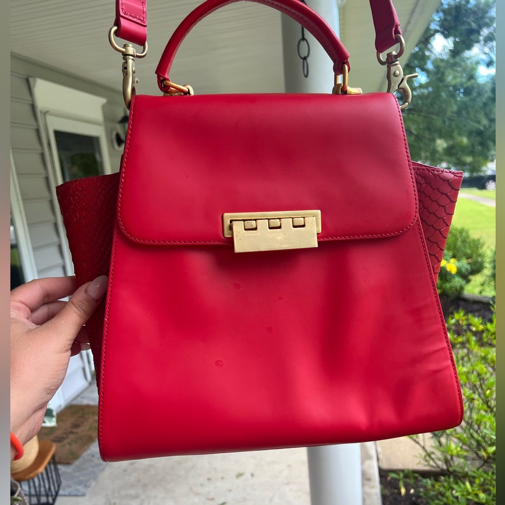 Zac Posen Eartha Large Red Croc Handbag